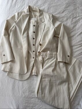 H&M Cream Pinstripe Women's Blazer and Trousers Set